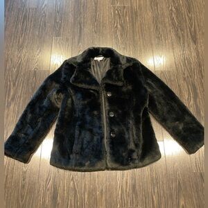 Black Faux Fur Coat by Daniel Laurent
